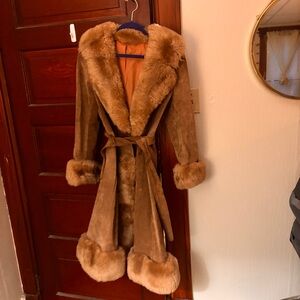 Sears Tan Teddy Jacket with Faux Fur Trim